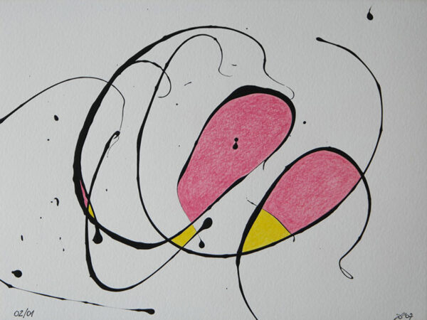 Tag 02012007 - Konzeptkunst aus dem Jahr 2007 mit Acrylfarbe und Buntstift auf Papier, 32 x 24 cm, Unikat von Raphael Dudler.
