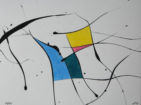 Tag 03012007 - Konzeptkunst aus dem Jahr 2007 mit Acrylfarbe und Buntstift auf Papier, 32 x 24 cm, Unikat von Raphael Dudler.
