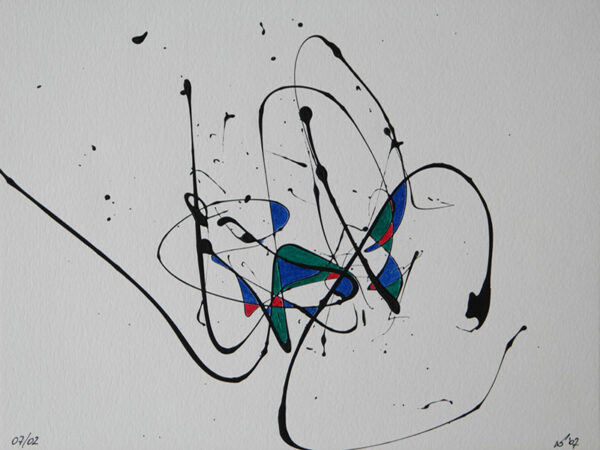 Tag 07022007 - Konzeptkunst aus dem Jahr 2007 mit Acrylfarbe und Buntstift auf Papier, 32 x 24 cm, Unikat von Raphael Dudler.