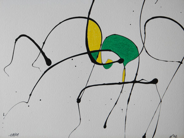 Tag 09012007 - Konzeptkunst aus dem Jahr 2007 mit Acrylfarbe und Buntstift auf Papier, 32 x 24 cm, Unikat von Raphael Dudler.