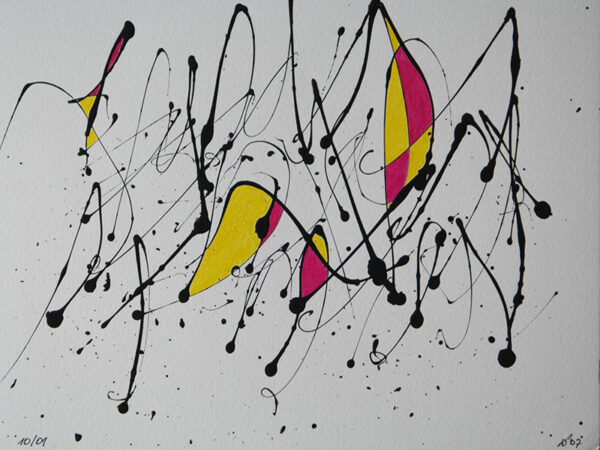 Tag 10012007 - Konzeptkunst aus dem Jahr 2007 mit Acrylfarbe und Buntstift auf Papier, 32 x 24 cm, Unikat von Raphael Dudler.