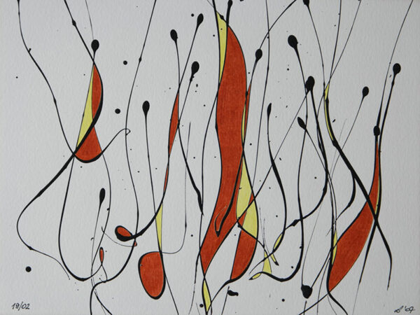 Tag 19022007 - Konzeptkunst aus dem Jahr 2007 mit Acrylfarbe und Buntstift auf Papier, 32 x 24 cm, Unikat von Raphael Dudler.
