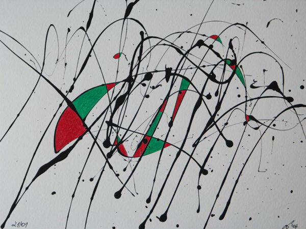Tag 21012007 - Konzeptkunst aus dem Jahr 2007 mit Acrylfarbe und Buntstift auf Papier, 32 x 24 cm, Unikat von Raphael Dudler.