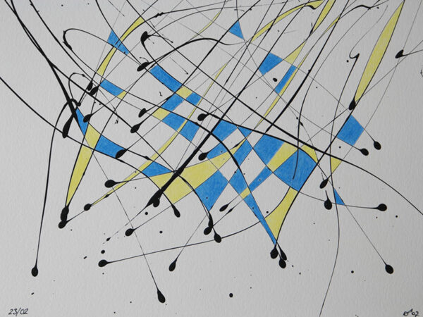 Tag 23022007 - Konzeptkunst aus dem Jahr 2007 mit Acrylfarbe und Buntstift auf Papier, 32 x 24 cm, Unikat von Raphael Dudler.