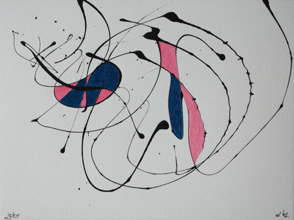 Tag 24012007 - Konzeptkunst aus dem Jahr 2007 mit Acrylfarbe und Buntstift auf Papier, 32 x 24 cm, Unikat von Raphael Dudler.