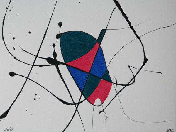 Tag 26012007 - Konzeptkunst aus dem Jahr 2007 mit Acrylfarbe und Buntstift auf Papier, 32 x 24 cm, Unikat von Raphael Dudler.
