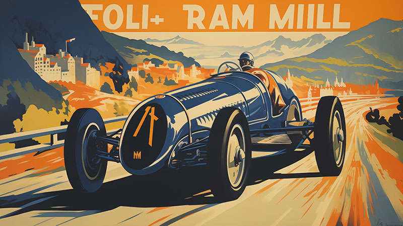 Digitale Kunst für Kunstsammler - Vintage Car Racing 05 - Downloaddatei zum Thema Autorennsport als Plakat, Poster oder Druck auf Alu-Dibond bestens geeignet. Hohe Qualität, Grossformat.